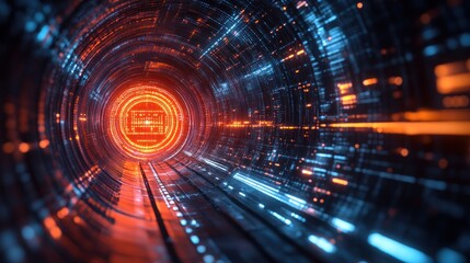 Obraz premium Digital Tunnel: A Journey Through Cyberspace