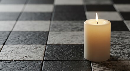 Candlelight on tile floor