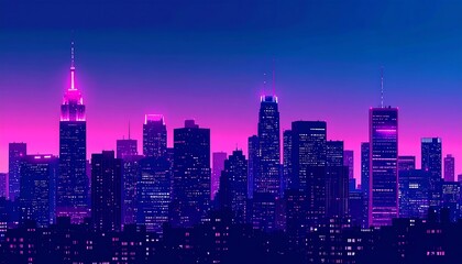 Synthwave Cityscape: A Retrofuturistic Nightscape