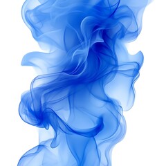 Abstract blue smoke swirls on white background