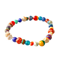 Obraz premium Playful Anklet with Oversized Beads in a Mix Isolated on Transparent Background