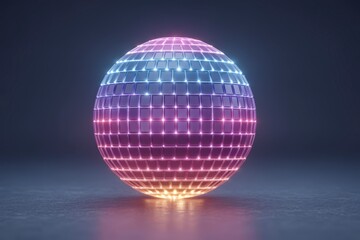 Illuminated Disco Ball Sphere  Abstract 3D Render  Nightclub  Party  Light Show