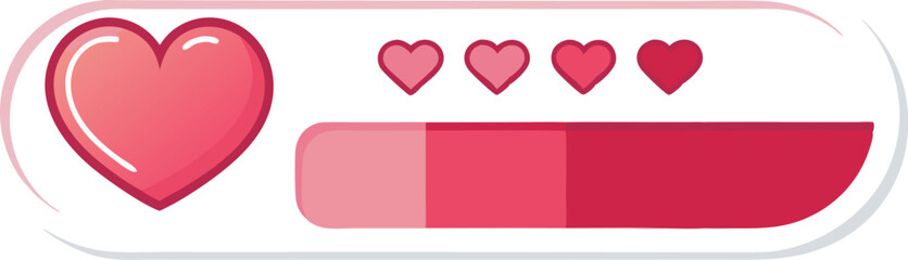 Colorful heart meter graphic showing love levels and emotions.