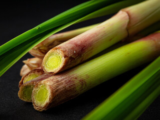 Fresh Lemongrass: Organic Herbs & Vegetables for Aromatic Thai Cuisine Preparation