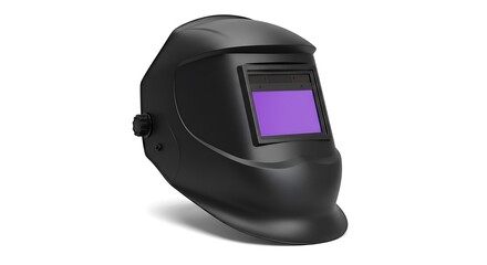 Fototapeta premium Black welding helmet with purple lens