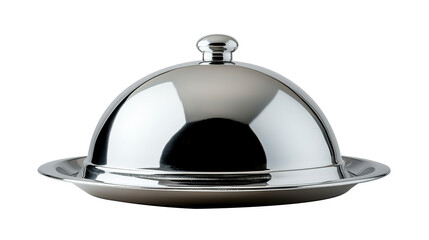 Obraz premium Shiny Silver Cloche Isolated on PNG Transparent Background 