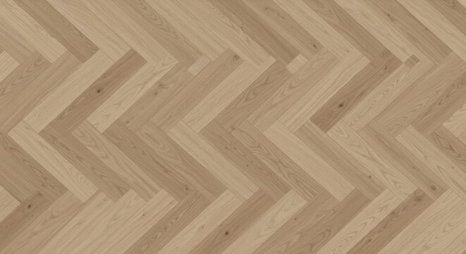 Elegant light oak wood flooring arranged in a classic herringbone pattern. Durable and timeless design for modern interiors.