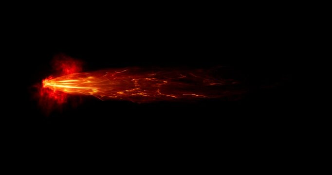 fireball projectile effect on black background