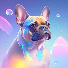 French Bulldog in glassmorphism theme