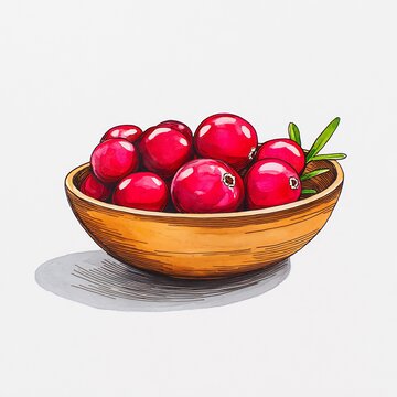red cranberries wooden bowl clip art preview