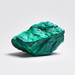 Fototapeta premium Rough chunk of malachite stone, natural mineral, green rock, dark outline