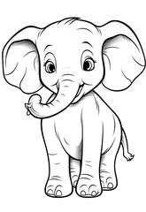 Fototapeta premium A cute baby elephant coloring page.