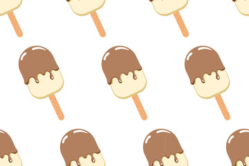 Seamless popsicle pattern with chocolate and vanilla design on a transparent background. Perfect for summer-themed wrapping, fabric, or digital projects