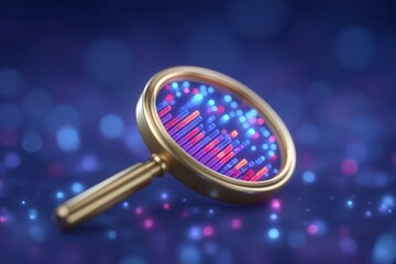 Data Analysis  Magnifying Glass on Illuminated Charts   Graphs