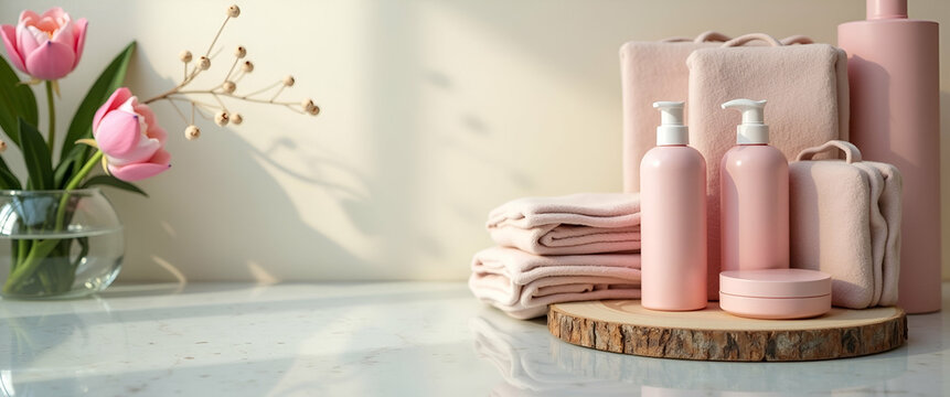 Elegant Mother's Day Spa Gift Concept: Luxurious Treatment Packages with Sophisticated Design and Relaxation Aesthetics - Perfect Photo Stock Image with Empty Space for Customization