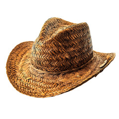 Rustic Straw Hat with an Authentically Rough Weave Isolated on Transparent Background