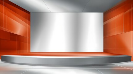 Red and silver podium for professional presentations and award ceremonies in modern design