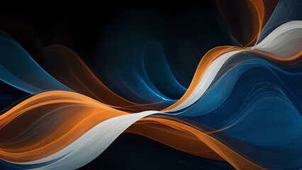 Colorful abstract waves in orange, white, and blue tones forming modern digital art background