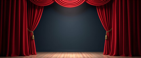 Curtain Drapes and Theater Stage Border Frame: Perfect Copy Space for World Theatre Day Performances - Capture the Essence of Theatrical Artistry in Stock Photos