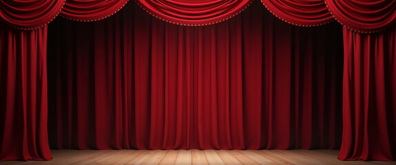 Curtain Drapes and Theater Stage Border Frame: Perfect Copy Space for World Theatre Day Performances - Capture the Essence of Theatre with Stunning Photo Stock Concepts