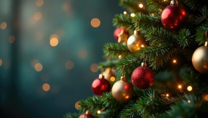 A beautifully decorated Christmas tree with ornaments and twinkling lights, festive and joyful , festive, silver