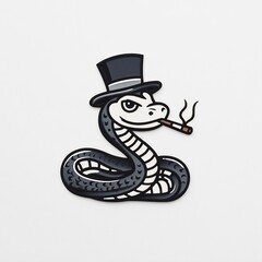 Obraz premium Punk snake with top hat and cigarette