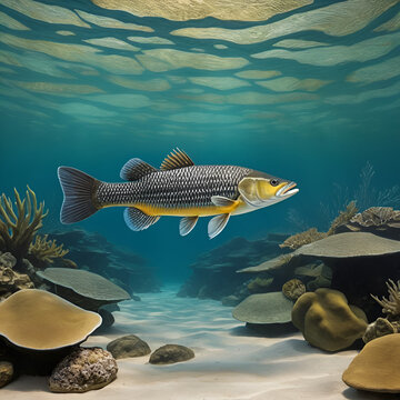 The Bowfin, Amia calva,- "living fossil." ,fossil fish
