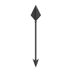 Sleek Arrow with Minimalist Design in Graphite Grey Isolated on Transparent Background