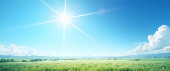 Capture radiant blue skies and abundant sunshine over expansive landscapes with refined natural lighting dynamic cloudscapes and vibrant outdoor scenes that epitomize summer brilliance and serene opti