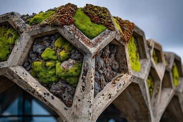 Mossy Concrete Hexagons Urban Natures Embrace.