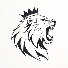 Roaring Lion with Crown in Street Art Style