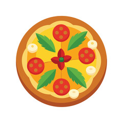Delicious Hawaiian pizza vector art illustration