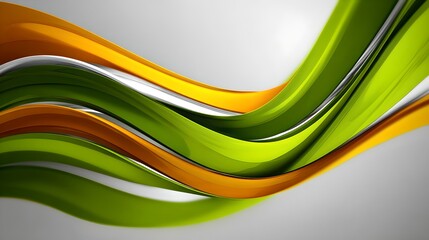 Fototapeta premium Dynamic wave of green and orange colors creating a striking corporate presentation background