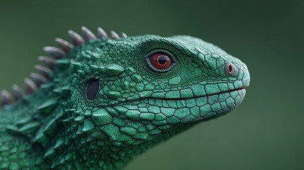 Fototapeta premium Close up Portrait of Green Iguana Lizard Reptile Wildlife
