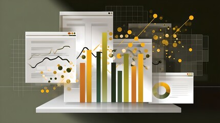 Informative bar chart featuring circles and data representations for visual analysis