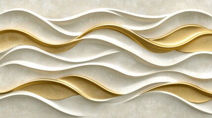 Elegant gold and off white wave pattern background abstract 3 d rendered texture