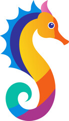 Seahorse icon Colorful vector on transparent background 