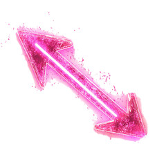 A Glowing Neon Pink Arrow with Glitter Effects Part Isolated on Transparent Background