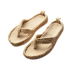 Fototapeta premium Fashion Forward Espadrille Inspired Sandals with a Rope on the Toes Isolated on Transparent Background