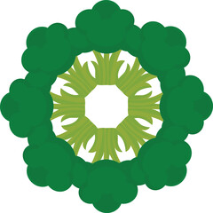 Broccoli, vegetable theme, for backgrounds and textures, circular border, frame.