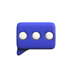 3D Rendered Blue Chat Bubble with White Dots