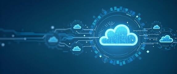 Obraz premium Optimized Cloud Computing Performance: Enhance Data Processing Speed and Resource Utilization for Resilient Infrastructure in Enterprise Digital Operations - Photo Stock Concept with Left Space