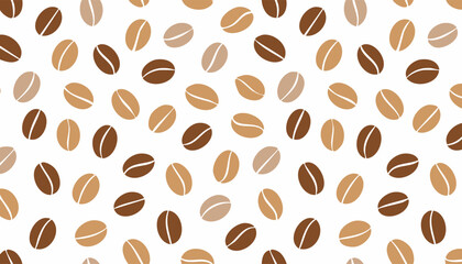 Obraz premium A light and friendly pattern of coffee beans in flat tones. Ideal for textile, product packaging, or background elements in food-themed designs.
