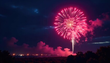 Vibrant fireworks flash across the night sky, illuminating the darkness , illumination, amazing
