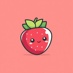 Obraz premium cute chibi strawberry with seeds icon