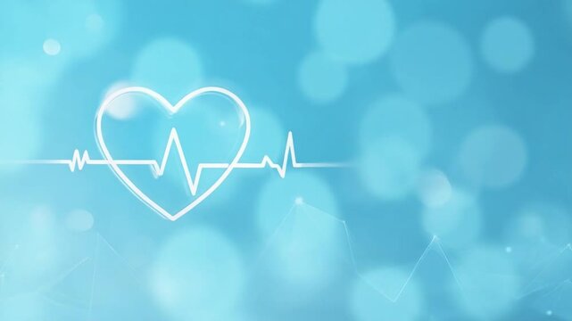 Pulse of Wellness: A glowing heart symbol, interwoven with a lifeline, representing health and vitality, emerges against a soft, ethereal backdrop of bokeh lights.