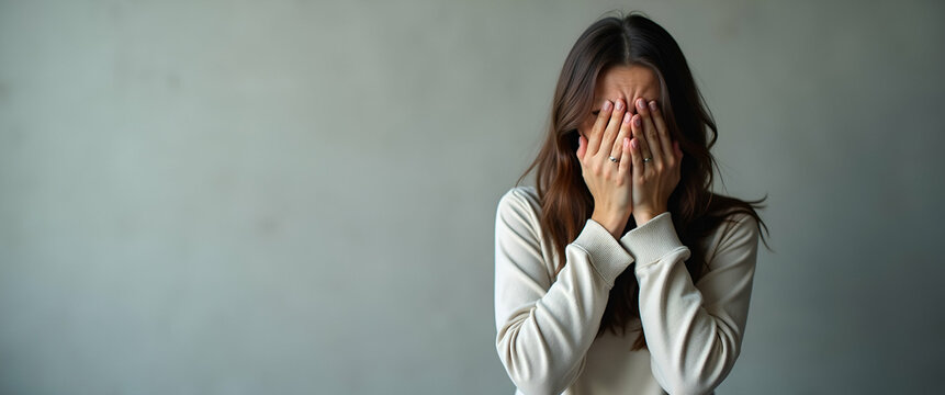 Sad woman standing and crying feeling so bad loneliness sadness nob illustrating emotional distress and isolation in personal context. concept as Sad woman standing and crying feeling bad loneliness a