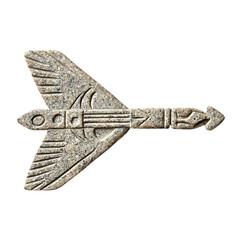 A Stone Arrow with Mississippian Birdman Glyphs Nat Isolated on Transparent Background