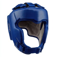Naklejka premium Blue Boxing Headgear Isolated, Sparring Head Protection, Boxing Gear, Martial Arts Equipment - White Background