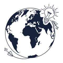  silhouette earth hour on white background